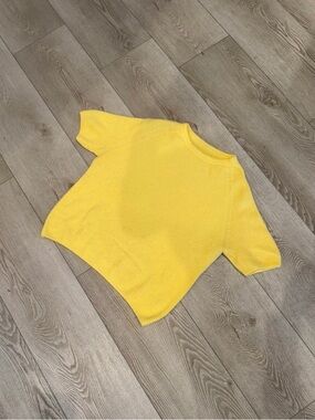 Lemon Yellow Short Sleeve Alpaca Blend Sweater